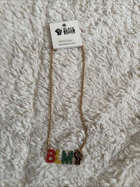Black Lives Matter Gold Chain Necklace with Colorful BLM Pendant